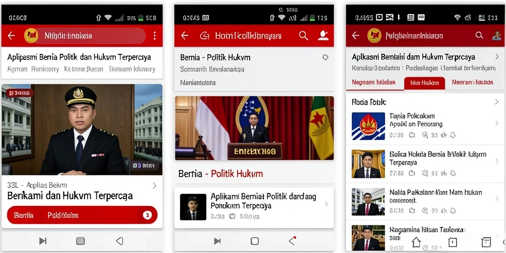 Antarmuka aplikasi 33L yang menampilkan berita politik dan hukum terkini.