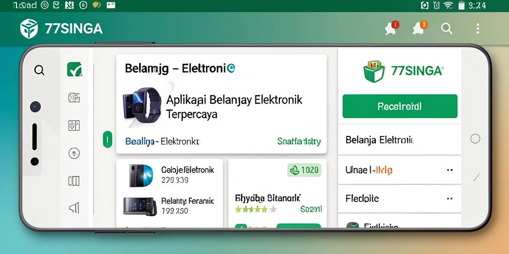 Antarmuka aplikasi 77SINGA dengan berbagai pilihan elektronik.