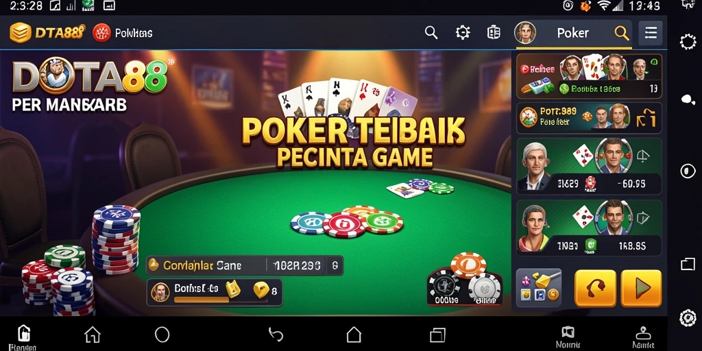 Tampilan antarmuka permainan Poker DOTA88 yang menarik.