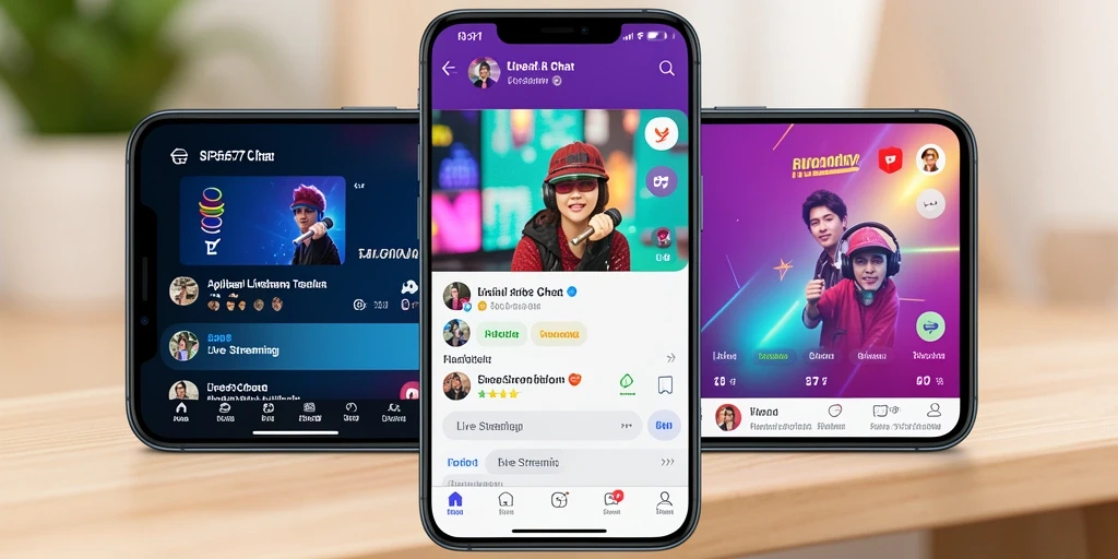 Tampilan antarmuka aplikasi RP6677 untuk live streaming yang interaktif.